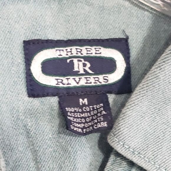 Three Rivers Unisex Medium Long Sleeve Button Down Shirt with Embroidered Dog - Picture 3 of 9